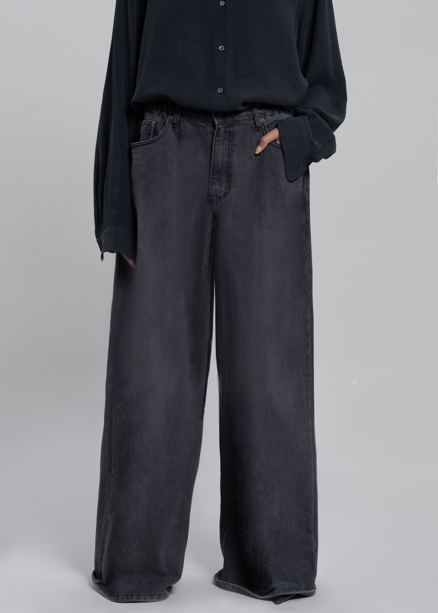 Sasha Wide Leg Jeans - Dark Grey