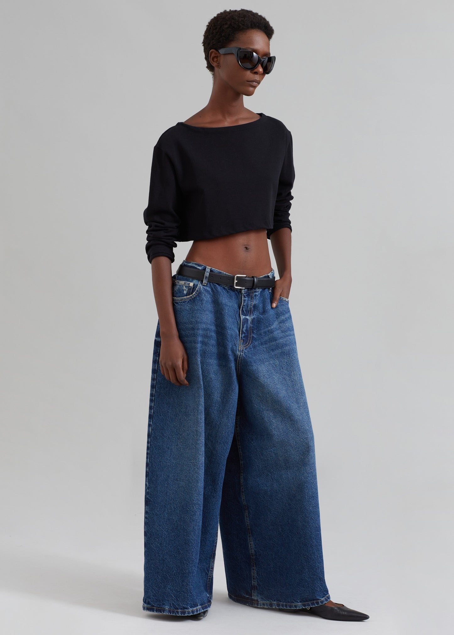 Sasha Wide Leg Jeans - Dark Blue