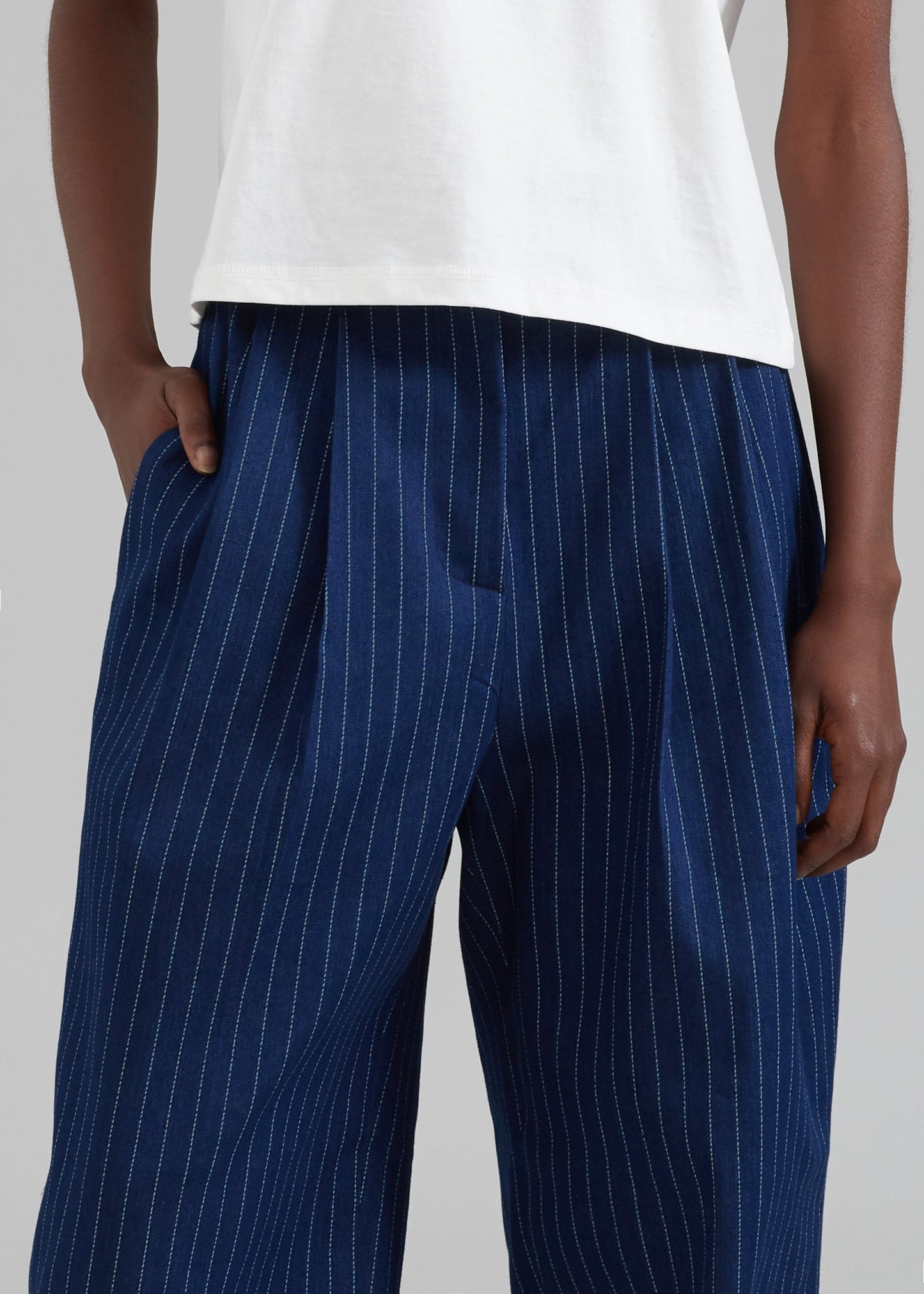 Tansy Denim Pants - Navy Pinstripe