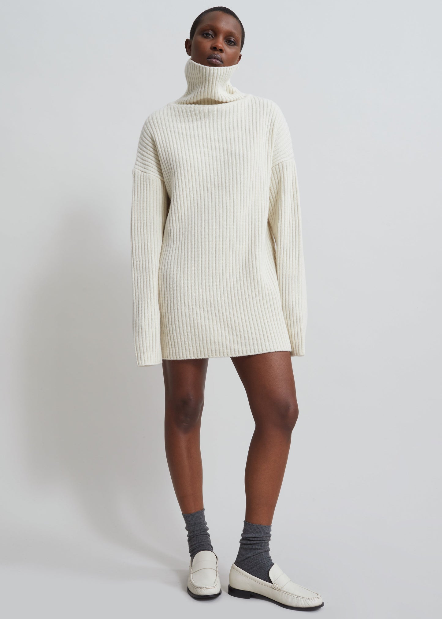 Thelma Ribbed Sweater Dress - Cream