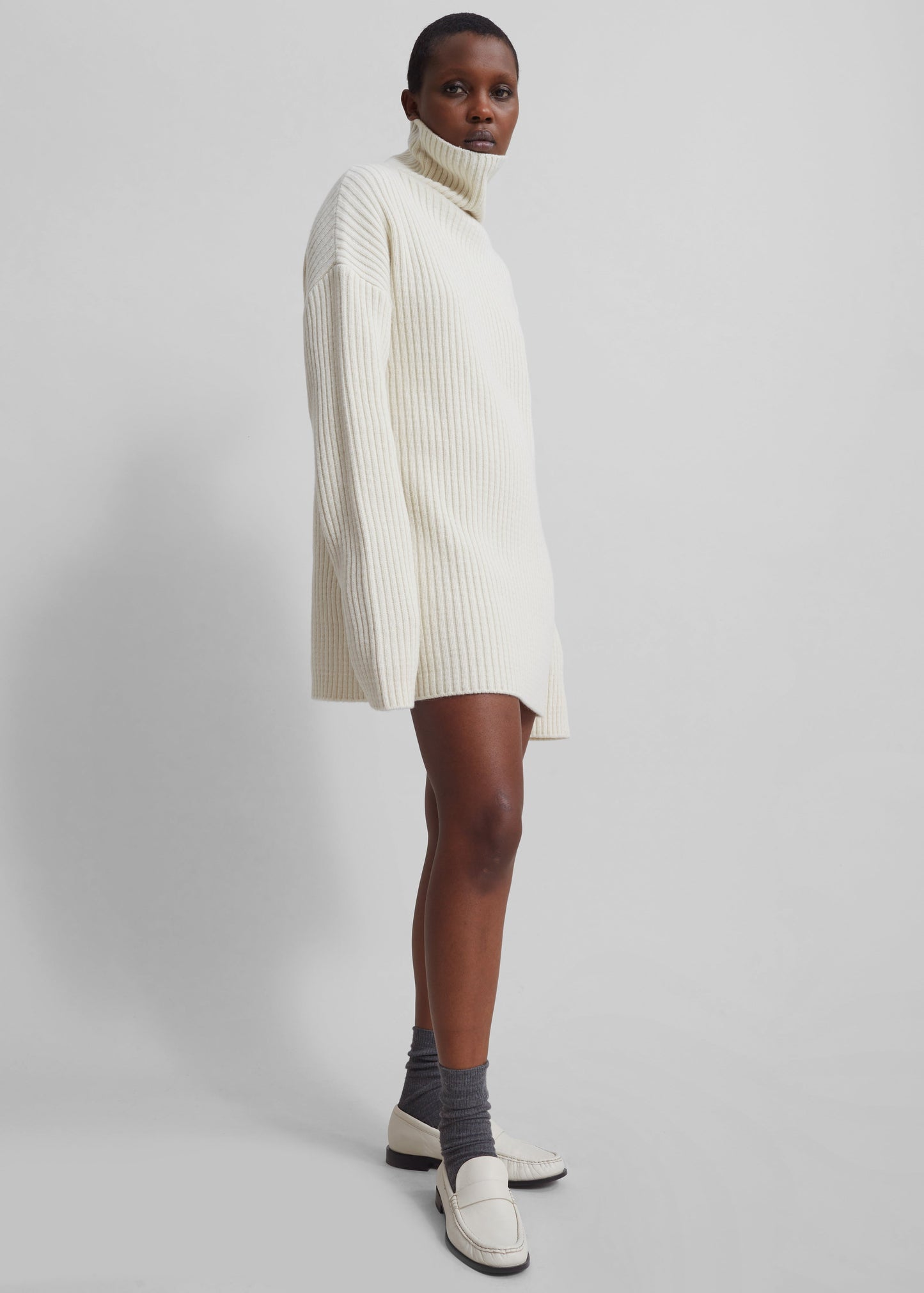 Thelma Ribbed Sweater Dress - Cream