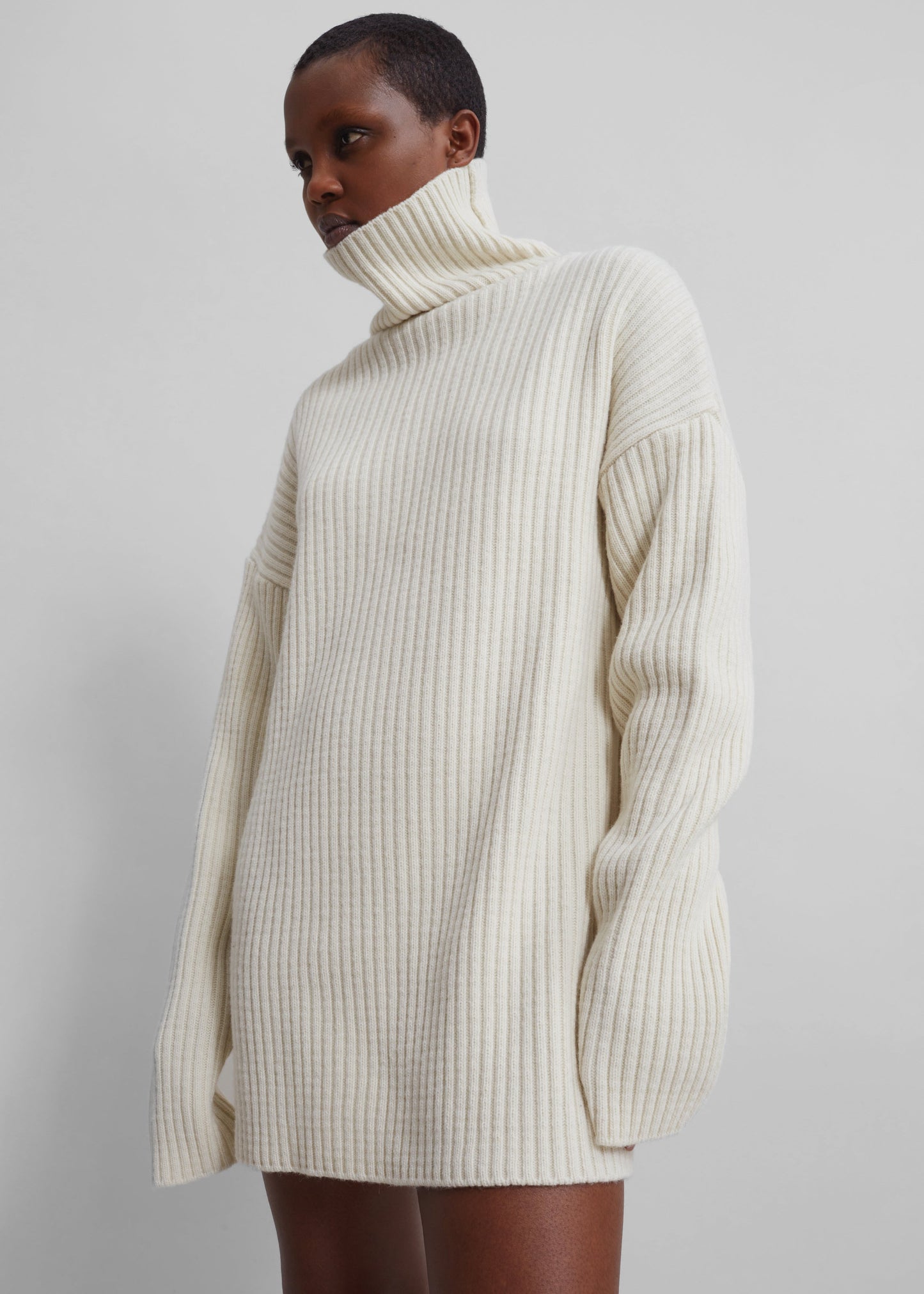 Thelma Ribbed Sweater Dress - Cream