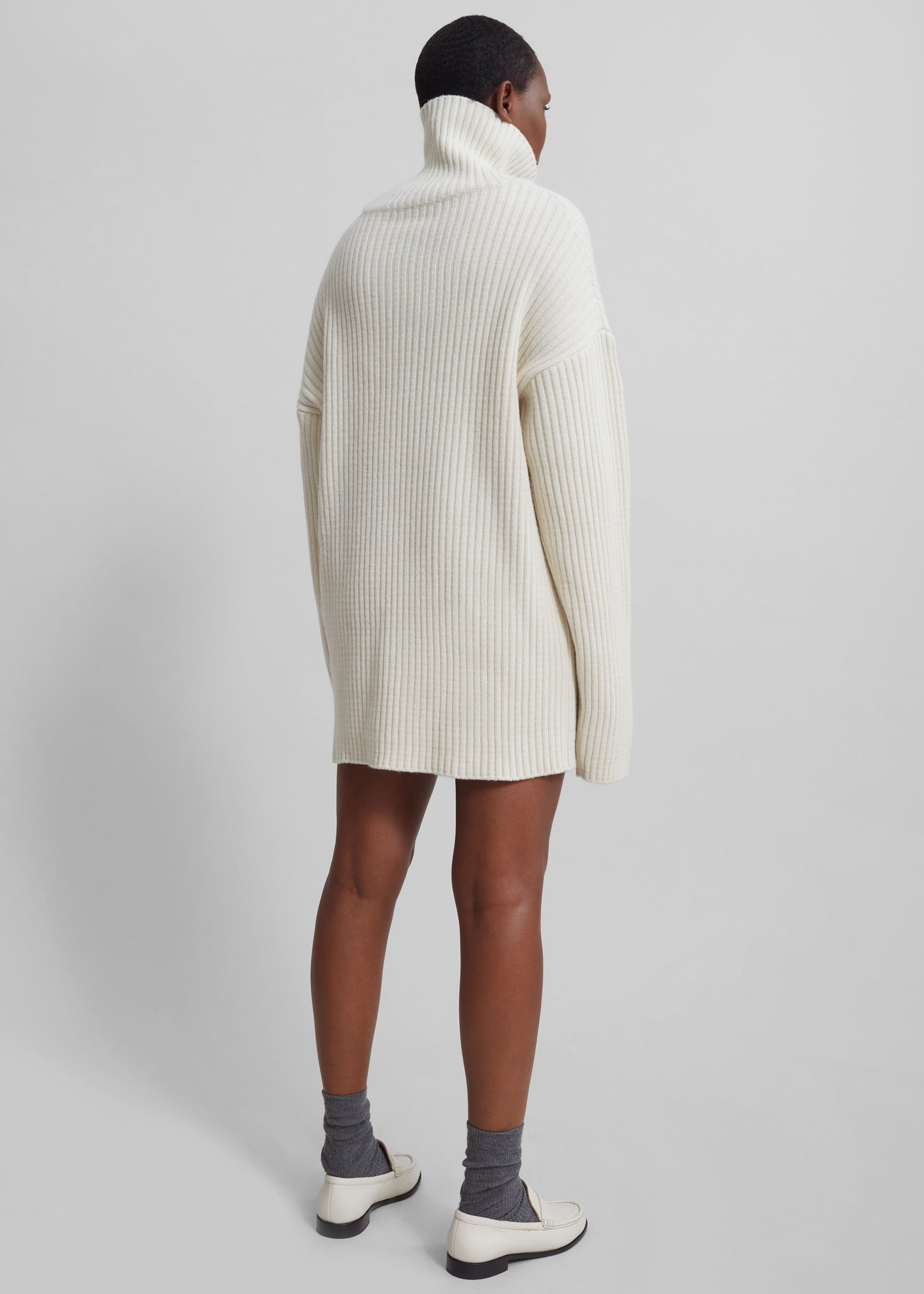 Thelma Ribbed Sweater Dress - Cream