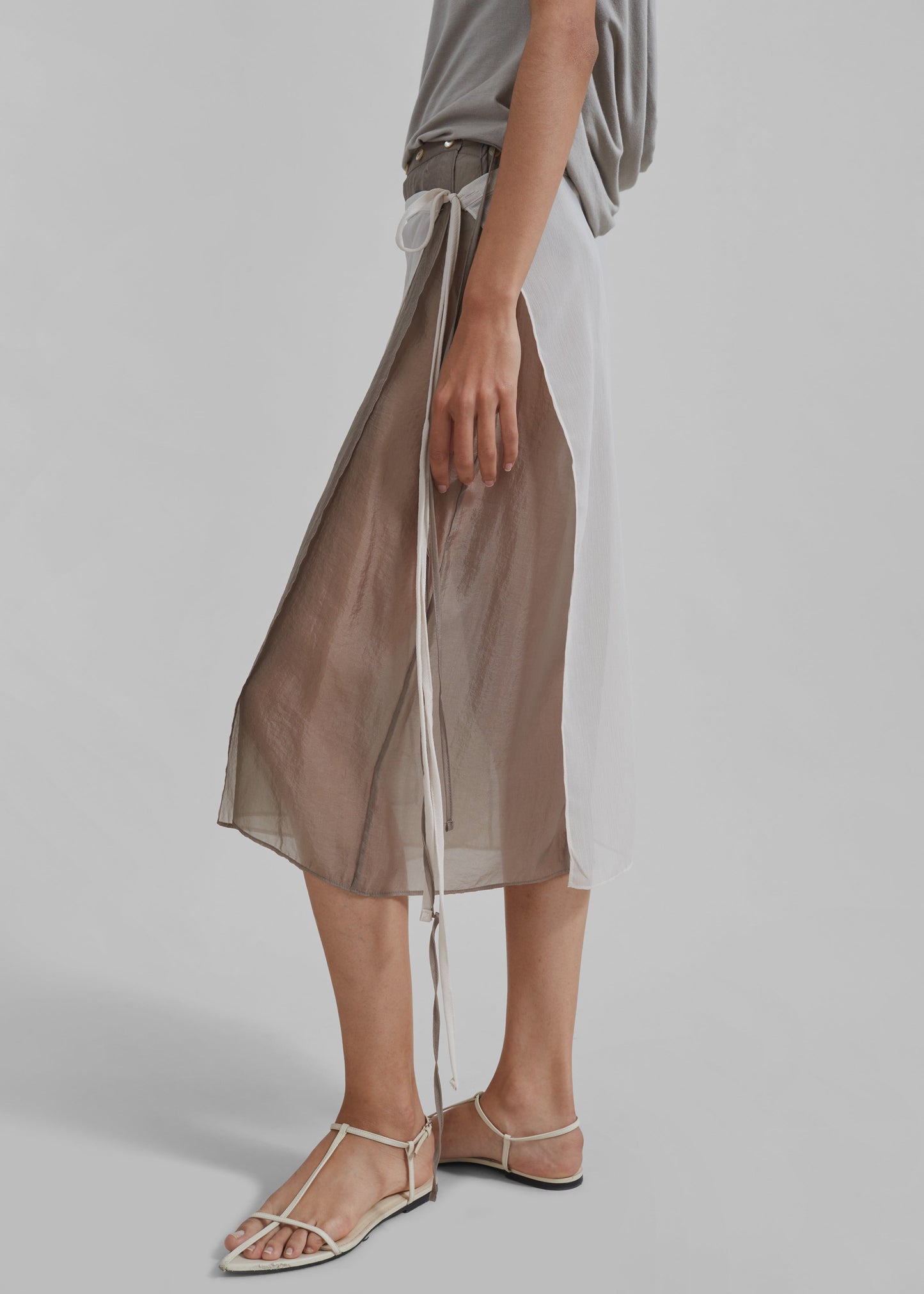 Tia Sheer Layered Skirt - Beige