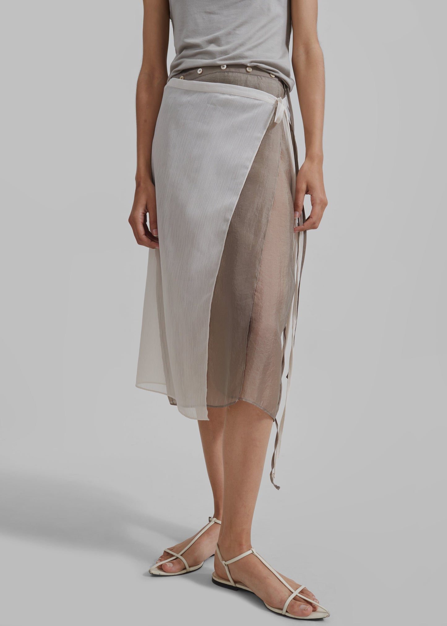 Tia Sheer Layered Skirt - Beige