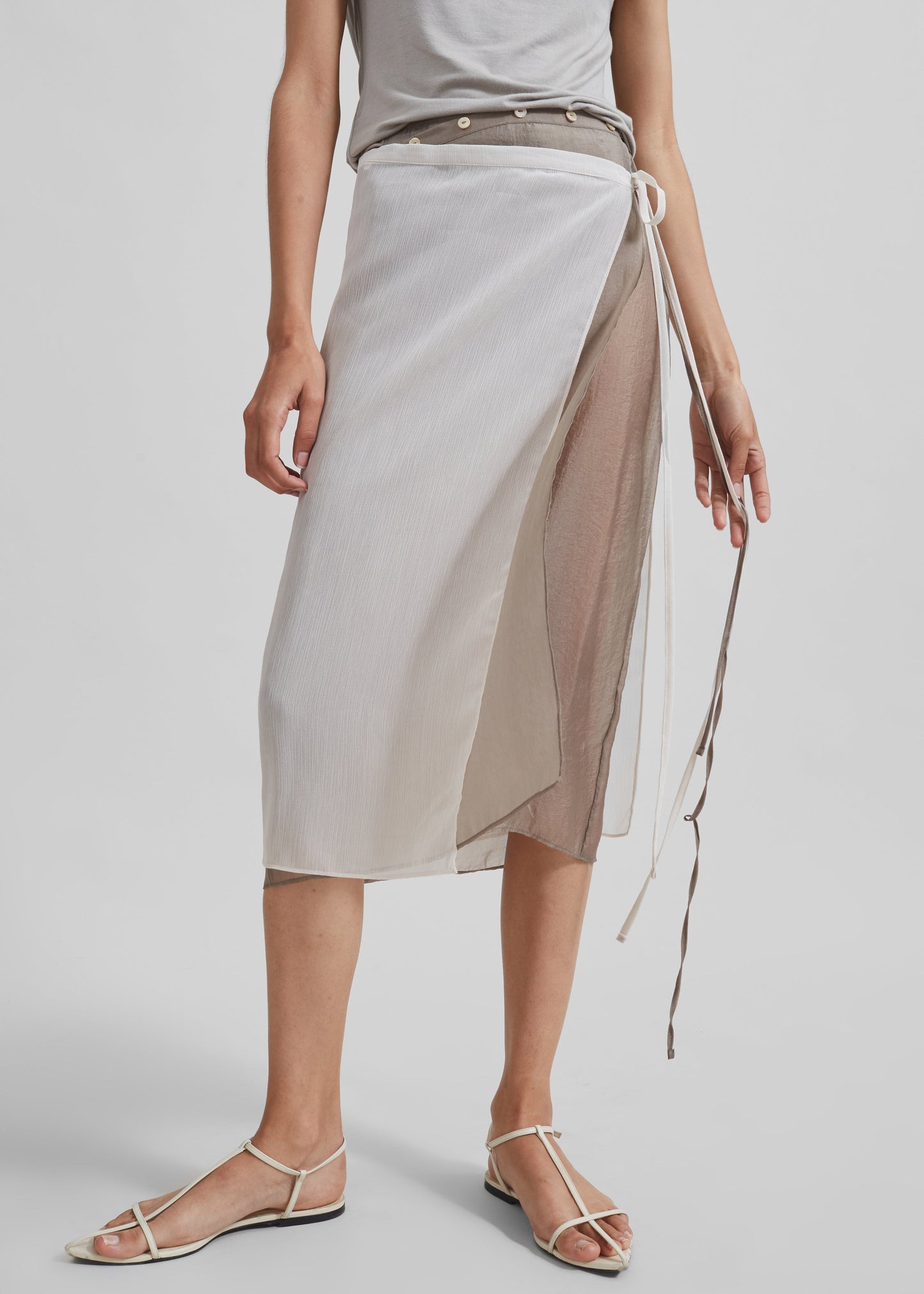 Tia Sheer Layered Skirt - Beige