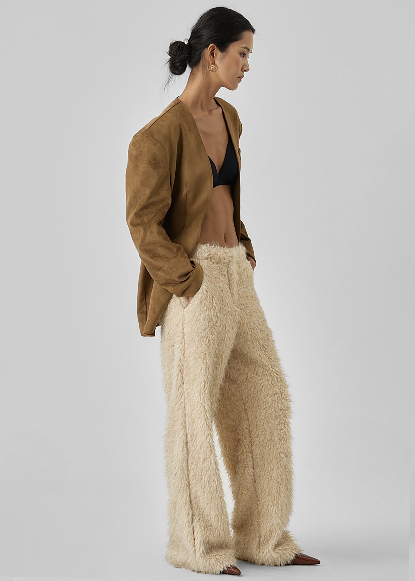 Verbie Furry Pants - Cream