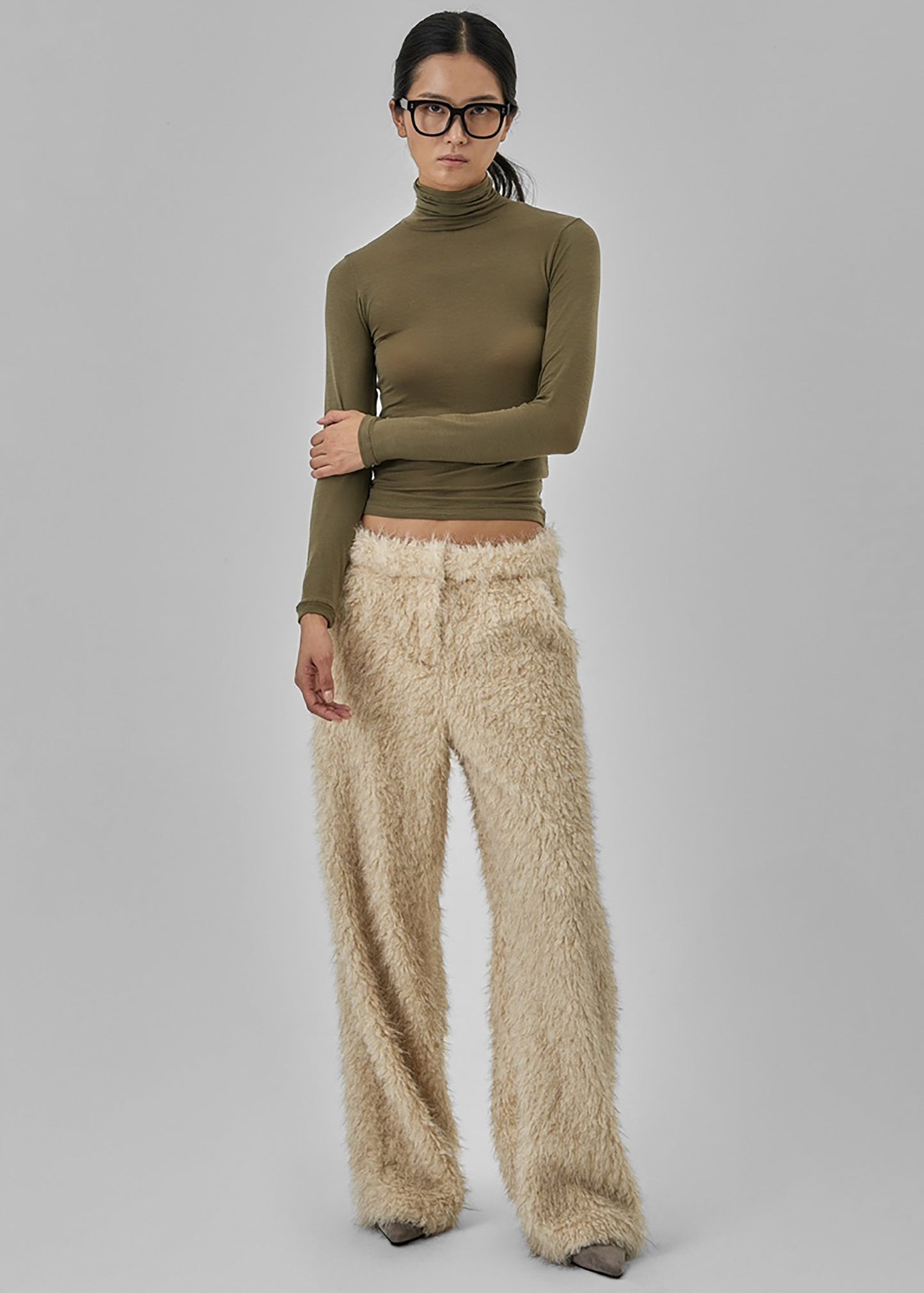 Verbie Furry Pants - Cream