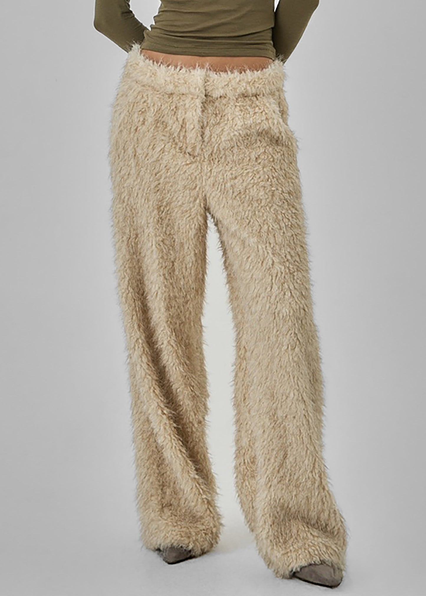 Verbie Furry Pants - Cream