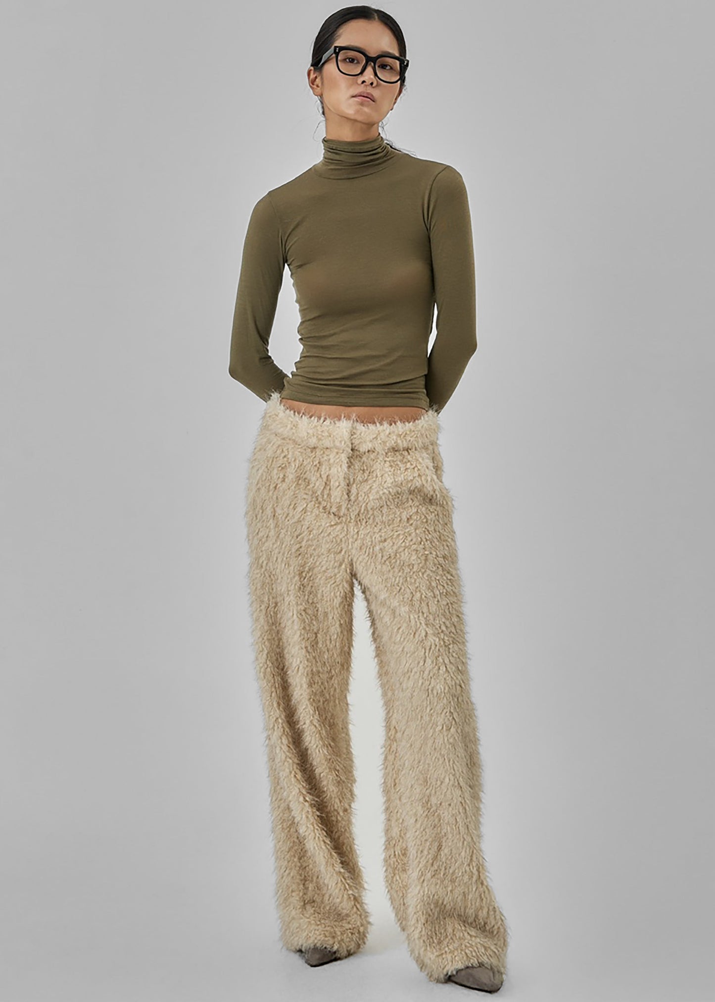 Verbie Furry Pants - Cream