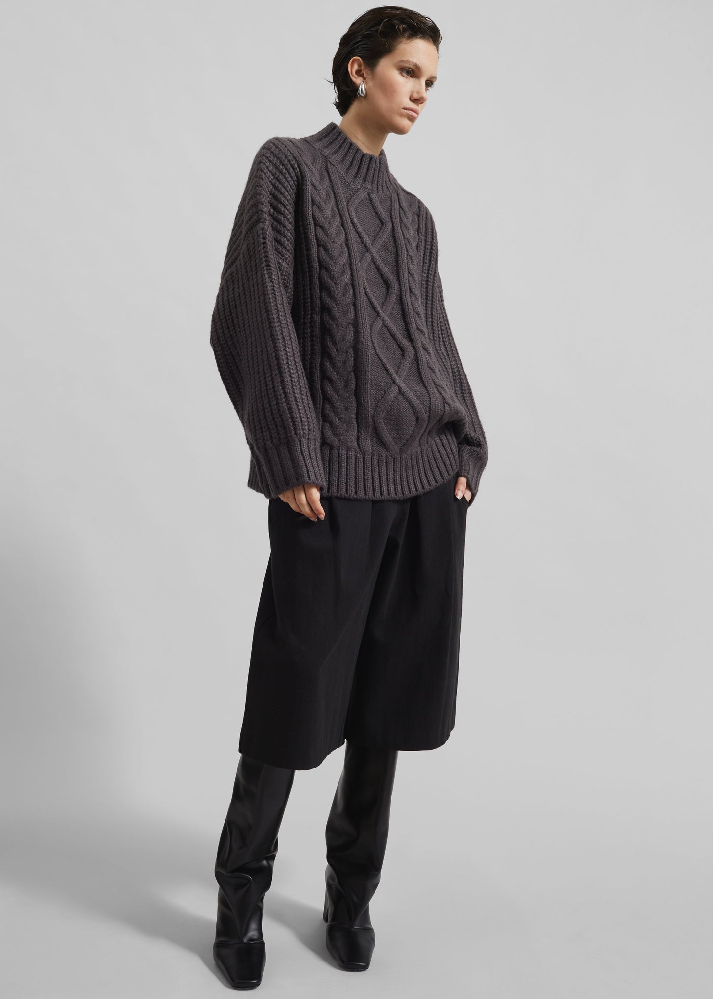 Wallonia Braided Sweater - Charcoal