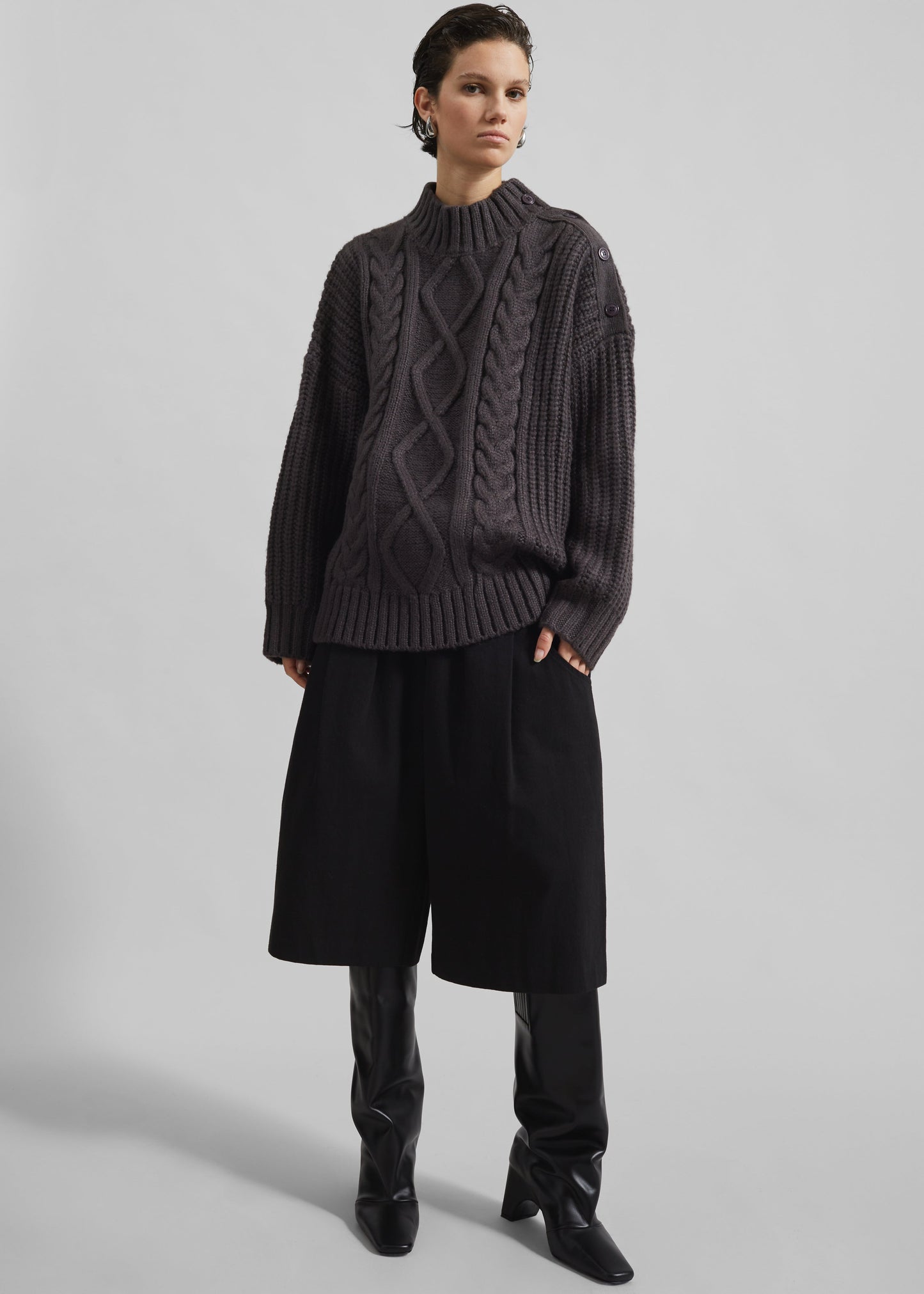 Wallonia Braided Sweater - Charcoal