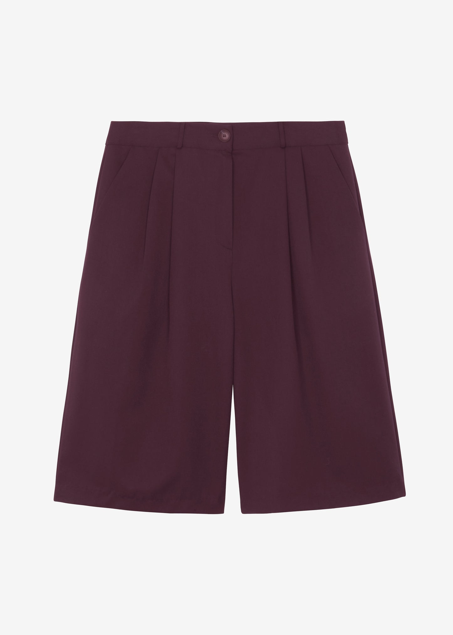 Wilma Pleated Bermuda Shorts - Burgundy