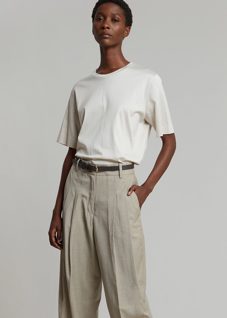 Gelso Pleated Trousers - Light Taupe Melange