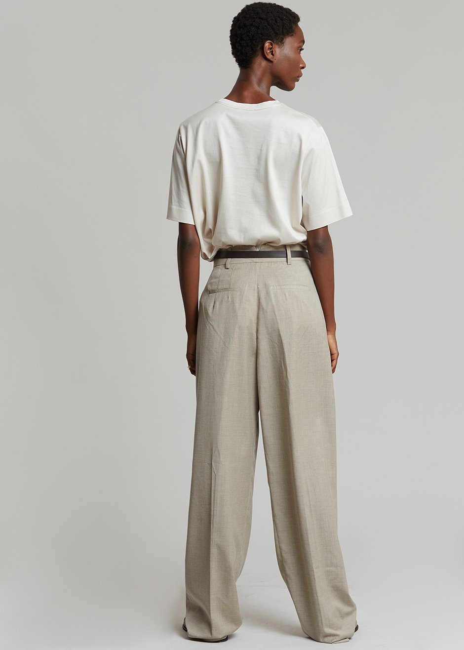 Gelso Pleated Trousers - Light Taupe Melange