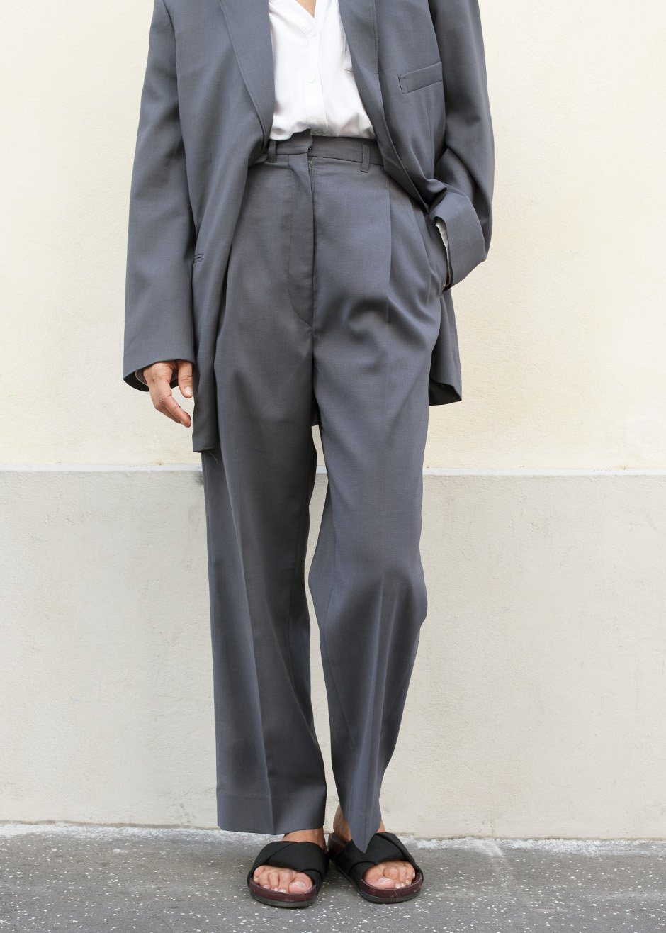 Pleated Suit Trousers - Graphite