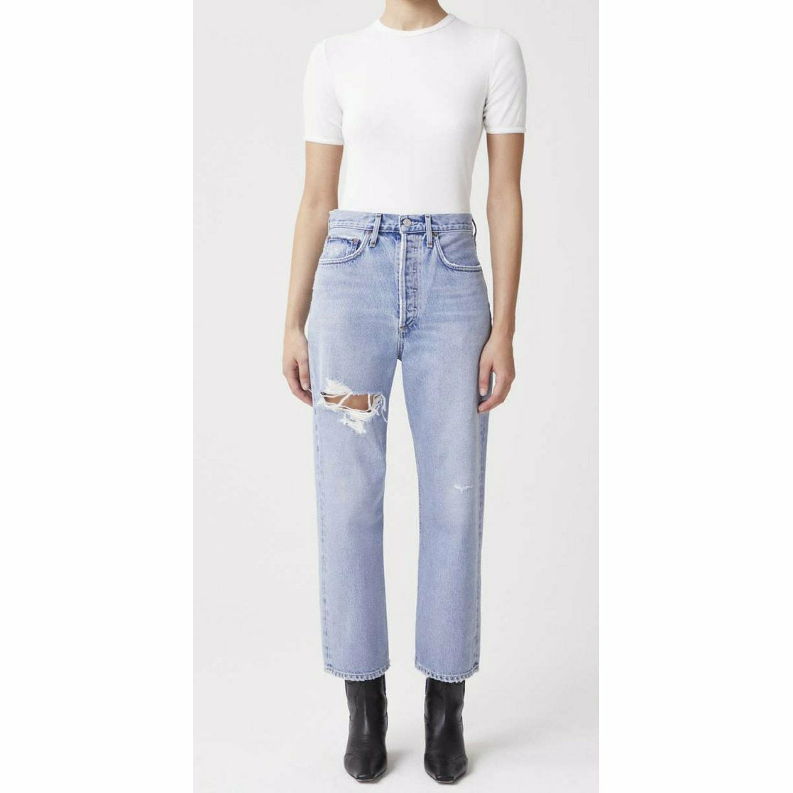 90'S CROP MID RISE LOOSE FIT JEANS