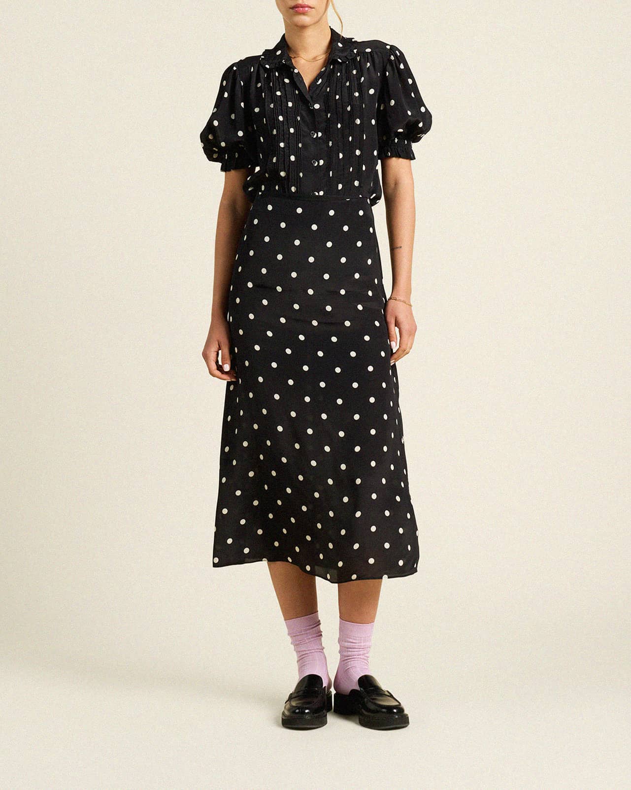 Demi Skirt Black Polka Dots